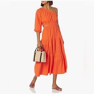 One Shoulder Orange Dress